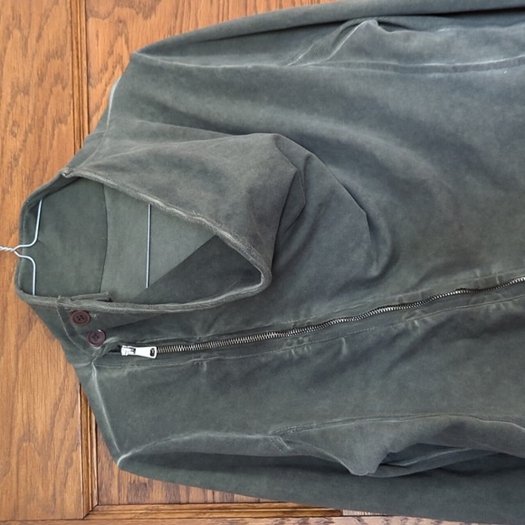 Bloom Fashion Distressed Asymmetrical Zip Cowl Neck Moto Sweater Jacket Size L - Picture 5 of 12